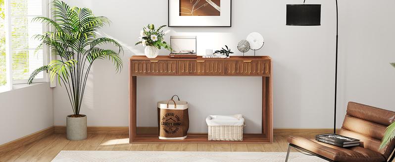 Giratree 51.18‘’ Entryway Table with Storage, Narrow Console Table with 3 Drawers, Couch Table Behind Sofa Long for Living Room TV, Hallway Entrance Foyer, Mid Century Farmhouse Sofa Table Giratree 51.18‘’ Entryway Table with Storage, Narrow Console Table with 3 Drawers, Couch Table Behind Sofa Long for Living Room TV, Hallway Entrance Foyer, Mid Century Farmhouse Sofa Table