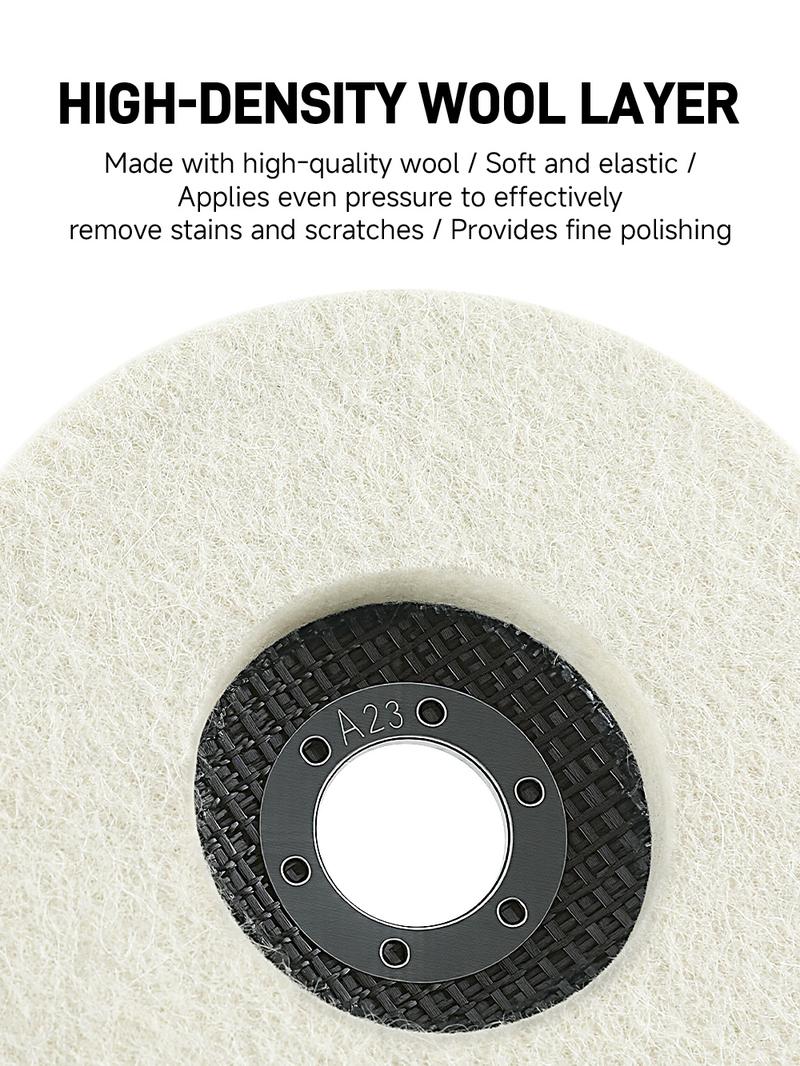 LOZLIN 1PCS/3PCS 5" Wool Polishing Wheel for Polishing Metal, Glass, Stone, and Ceramics for Angle Grinder Polish Pads, Safe, Durable & Efficient