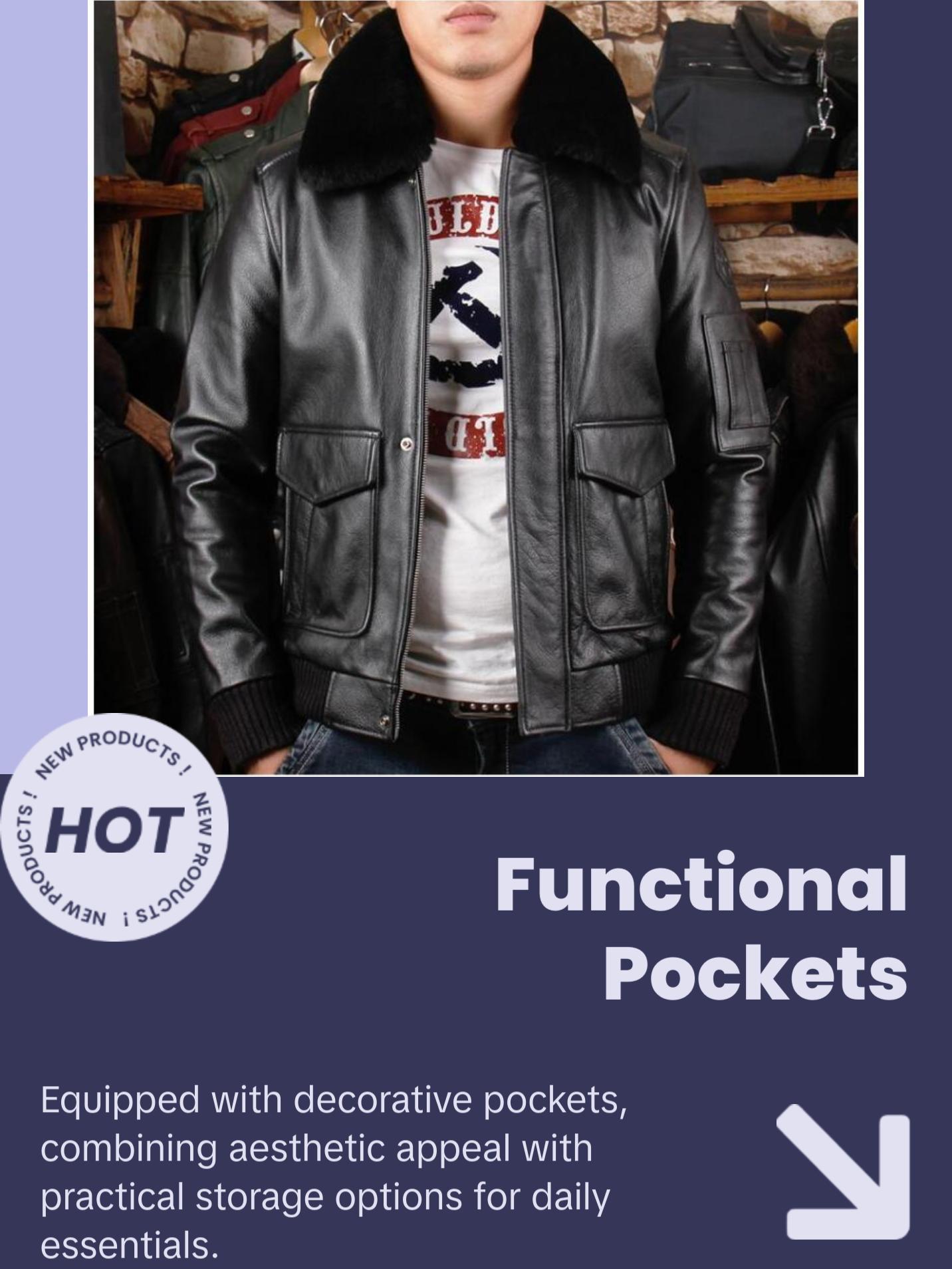 A2 USAF Pilot Leather Flight Jacket with Faux Fur Collar