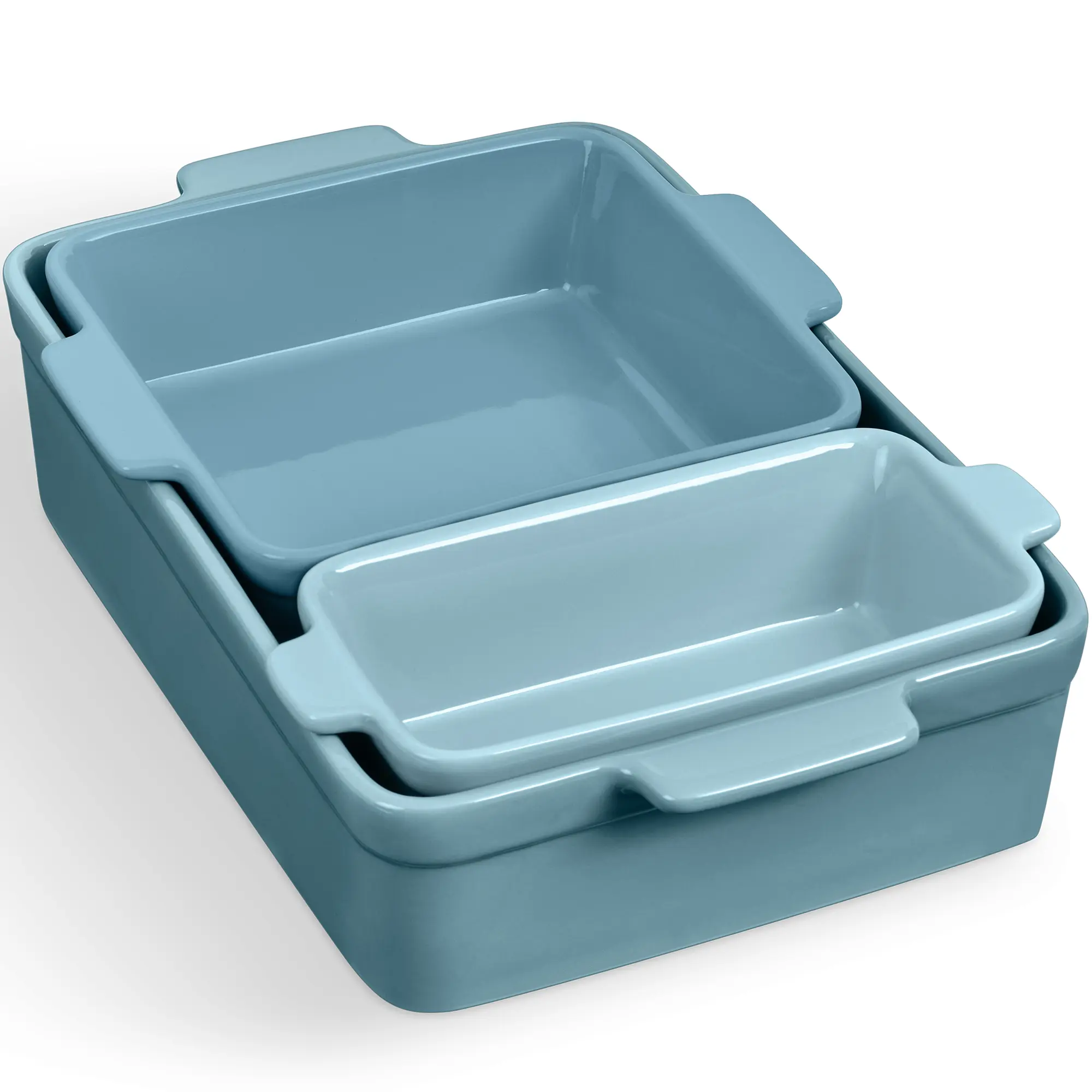 Best Choice Products Ceramic Bakeware Set of 3 Casserole, Loaf, and Square Dishes w/ Handles