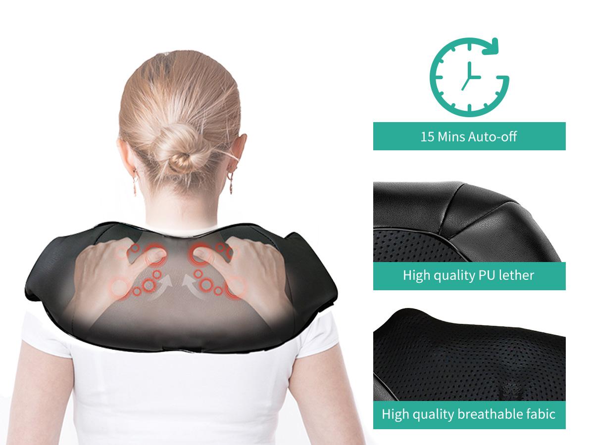 Medcursor Neck Massager with Heat Shiatsu Shoulder Back Kneading Electric Massage Pillow for Muscle Relaxation Deep Tissue Gifts Black