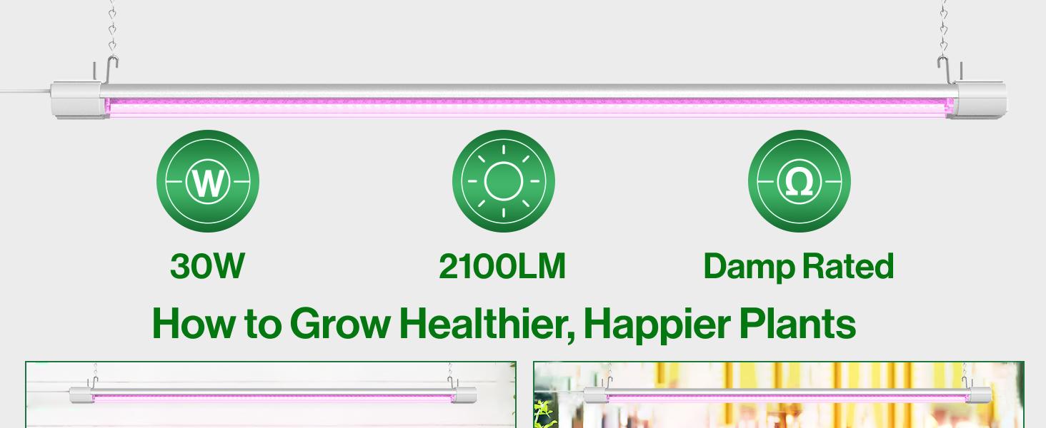 SuncoGrow, LED Grow Light, 3ft, 30W Full Spectrum, Linkable