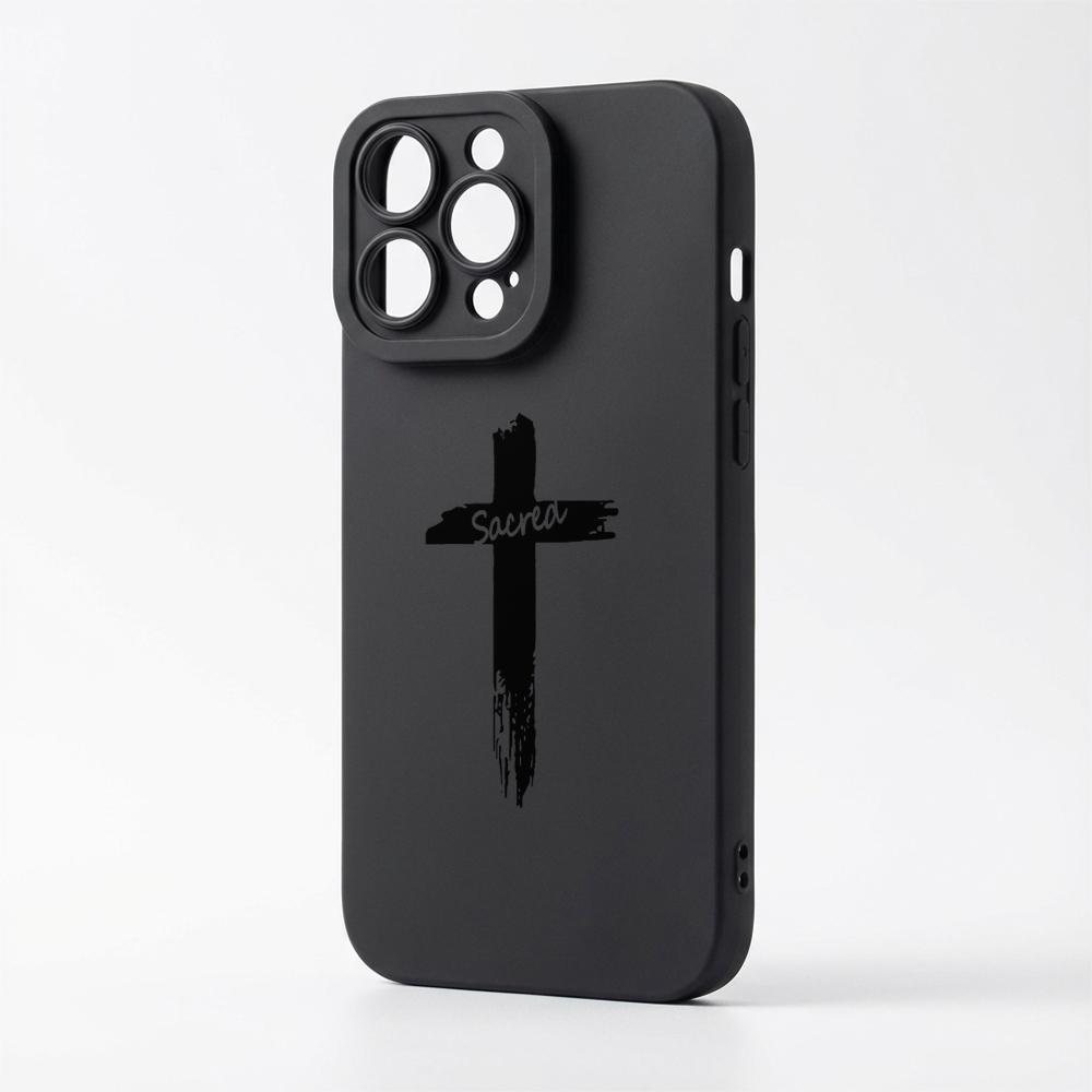 Cross pattern, black shockproof phone case, compatible with iPhone 11, 12, 13, 14, 15, 16, 17 Pro Max, Pro Plus and Air. An ideal gift for boyfriends/girlfriends, or for holidays, showcasing a high-end feel and stylish design.