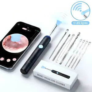 Ear Wax Removal Kit with 1080P HD Camera 6 Tips Waterproof Otoscope for iOS Android Safe Canal Cleaning Tool Portable Box Endoscope Wireless WiFi Light Upgrade Intelligent Ear Scoop with Camera Removal Kit with Camera Light Ear Cleaner Smart curette