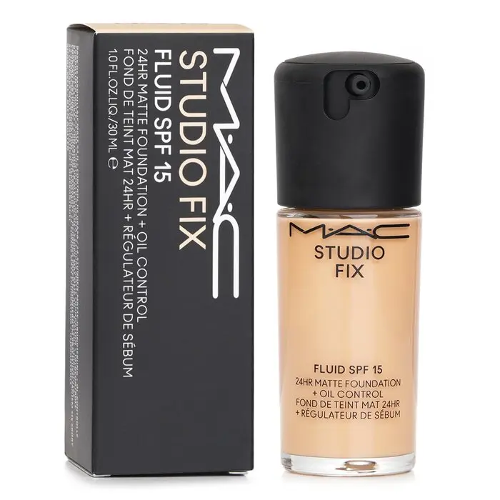 MAC Studio Fix Fluid Cosmetic Foundation, SPF 15, #NC15 - Makeup with Buildable Coverage for Smoother Skin