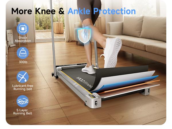 YPOO 300 lbs Slim Walking Pad with Manual Incline, Easy Home Cardio Treadmill for Walking and Light Jogging, Bluetooth App Tracking, Quiet and Compact Design for Small Spaces Foldable Walking Pad with Handle