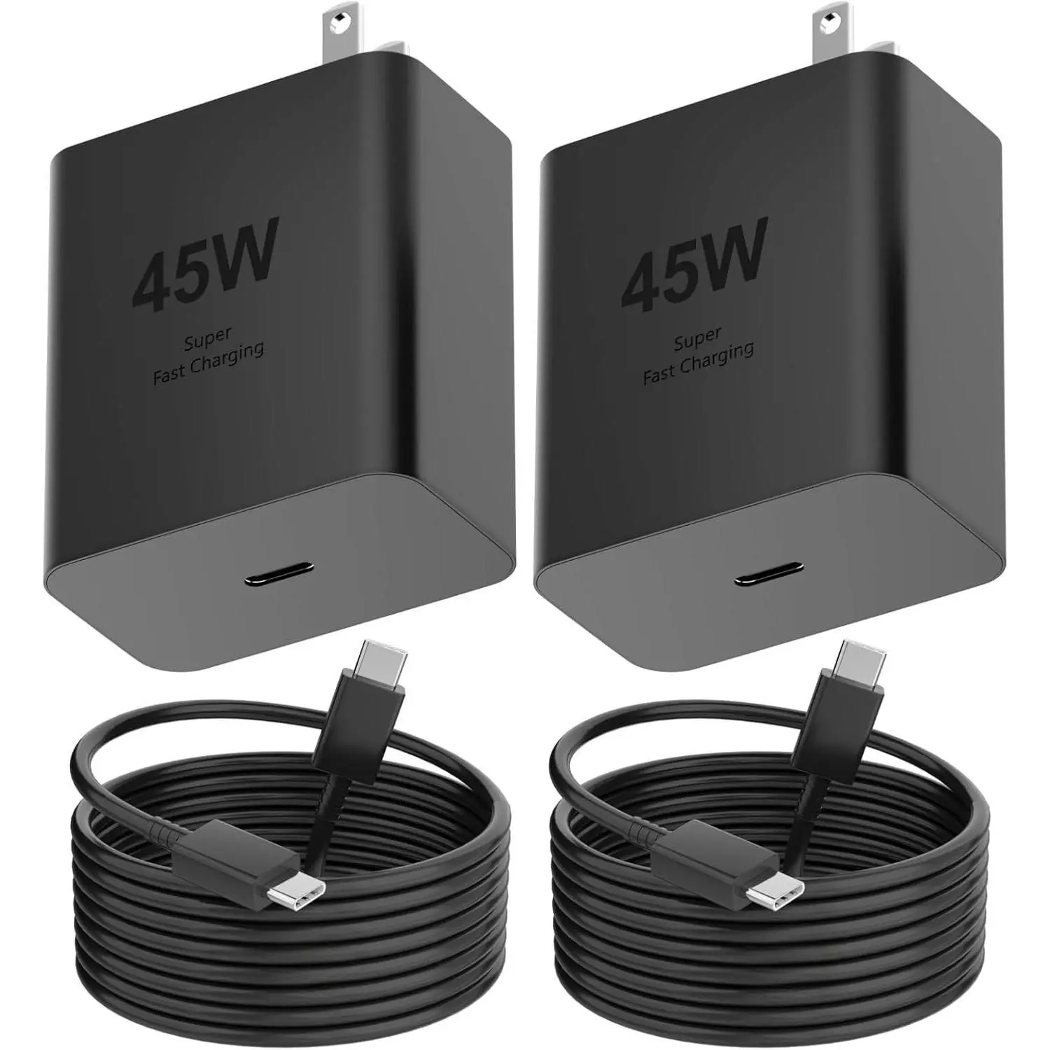 Type C Charger Fast Charging,45W USB-C Wall Charging PD Power PPS Charger with 2Pack 6.6FT USB C to C Cable for Samsung Galaxy S25 S24+/Ultra/S23/S22/S21/S20/Note10/20, i-Phone 16/15 Pro,Pro Max,Plus Type C Lightning Cellphone
