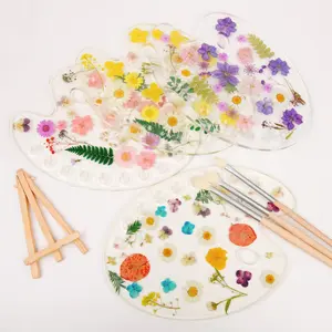 Handmade Real Floral Resin Paint Palette,Dried Flower Art,Creative Tool&Supplies For Artist,Birthday/Spring Gifts