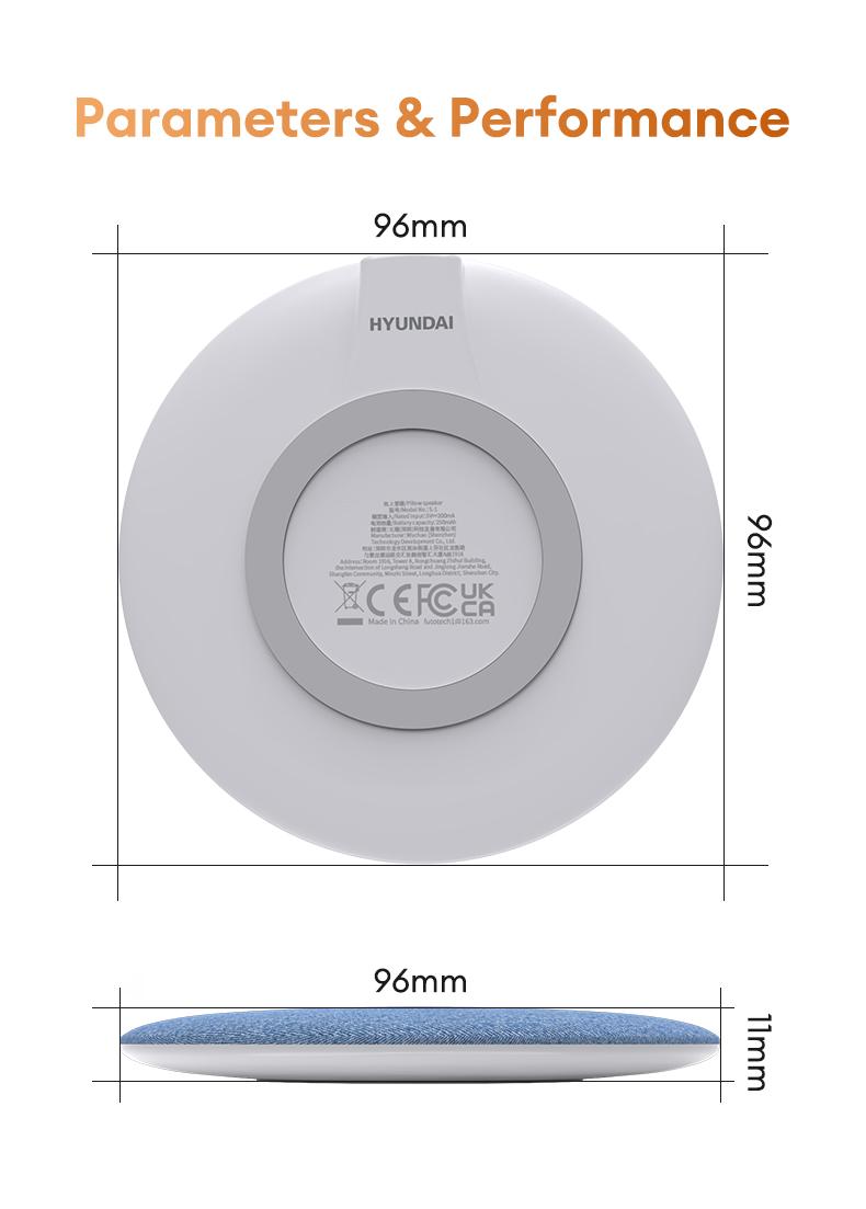 HYUNDAI S1 Bluetooth Pillow Speaker, Pillow CD Player for Bedtime Music & Audiobooks, Soft Immersive Sound Field, Headphone-Free Sleep Aid, Perfect for Relaxing Sleep, Compatible with Android & iOS