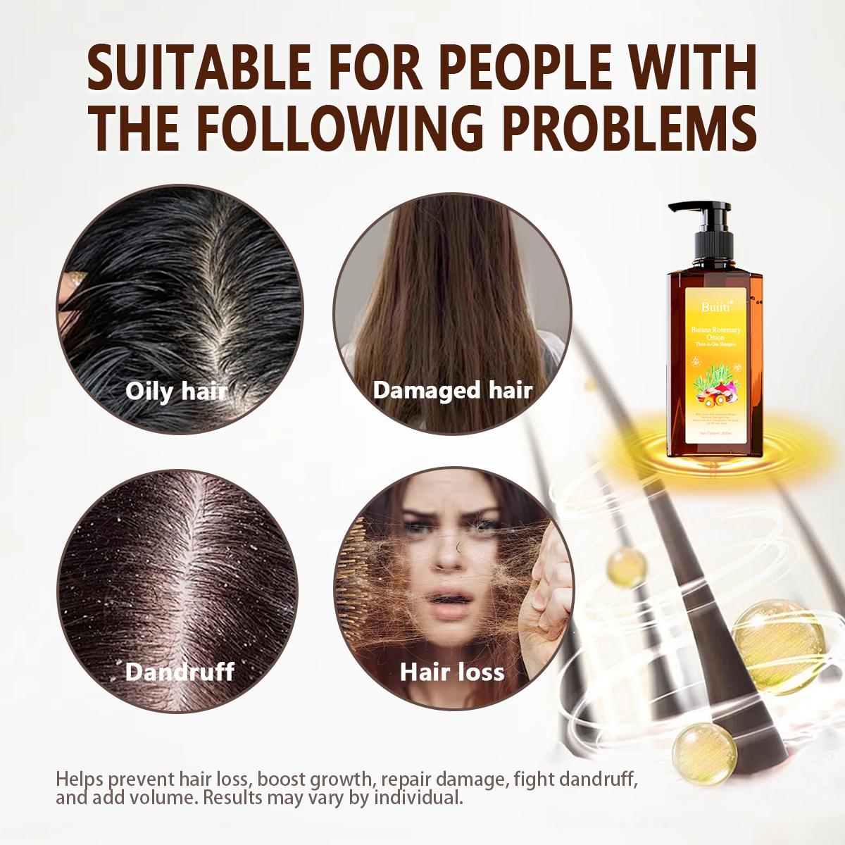 【Buy 1 Get 1 Free】Buiiti Batana Rosemary & Onion 3-in-1 Shampoo – For All Hair Types | Nourishes, Strengthens, and Promotes Natural Hair Growth | Thickening & Comforting Haircare