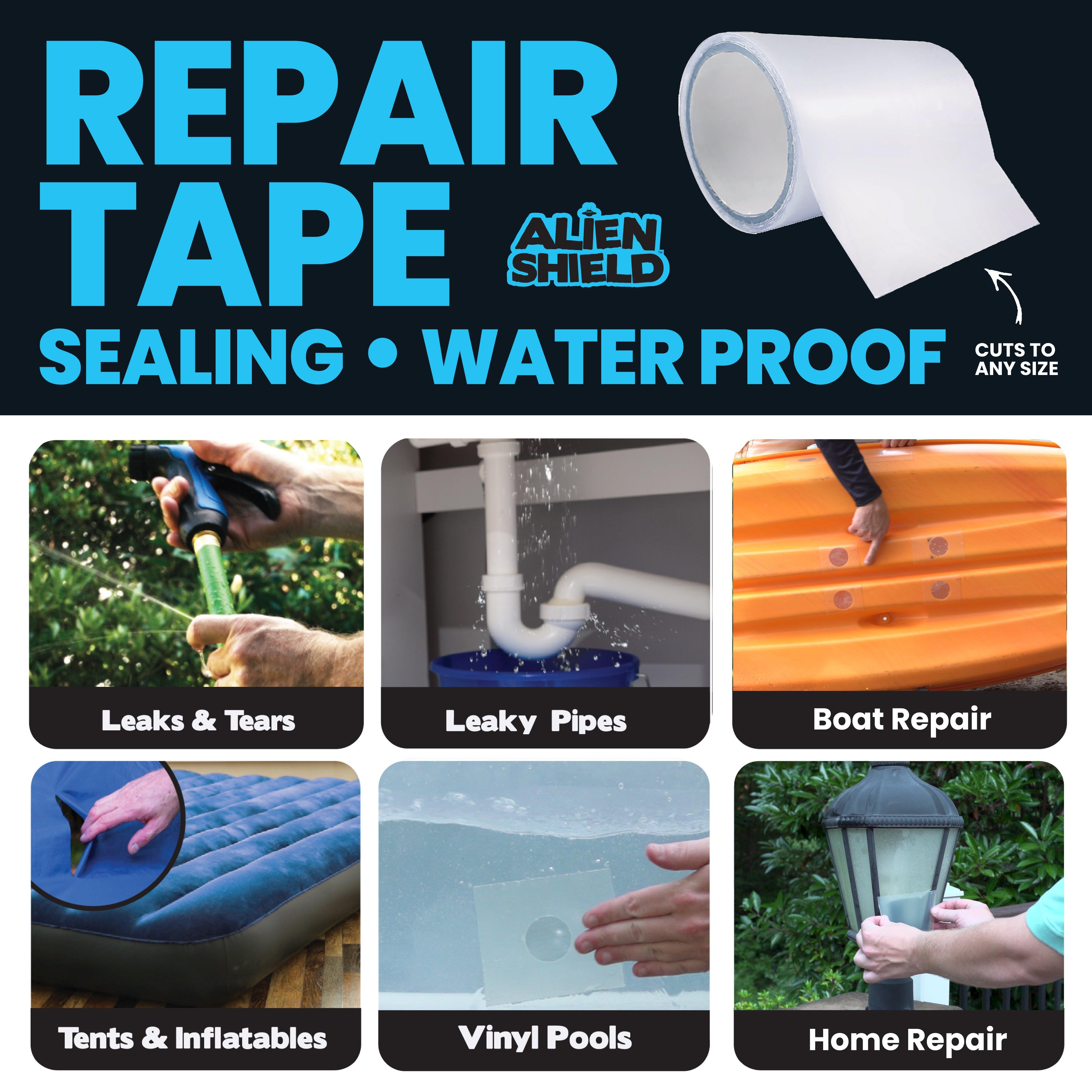 Alien Shield Sealing Tape - Waterproof Transparent Repair Tape, Adhesive Strips, Patch Tape to Repair Tears, Cracks, and Leaks, 4 Inches Wide As Seen On TV flex tape
