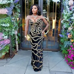 LuxuryElegantWeddingEveningGuestsSequinedStraplessMaxiDressesWomenSexySleevelessBirthdayPartyPromClubwear