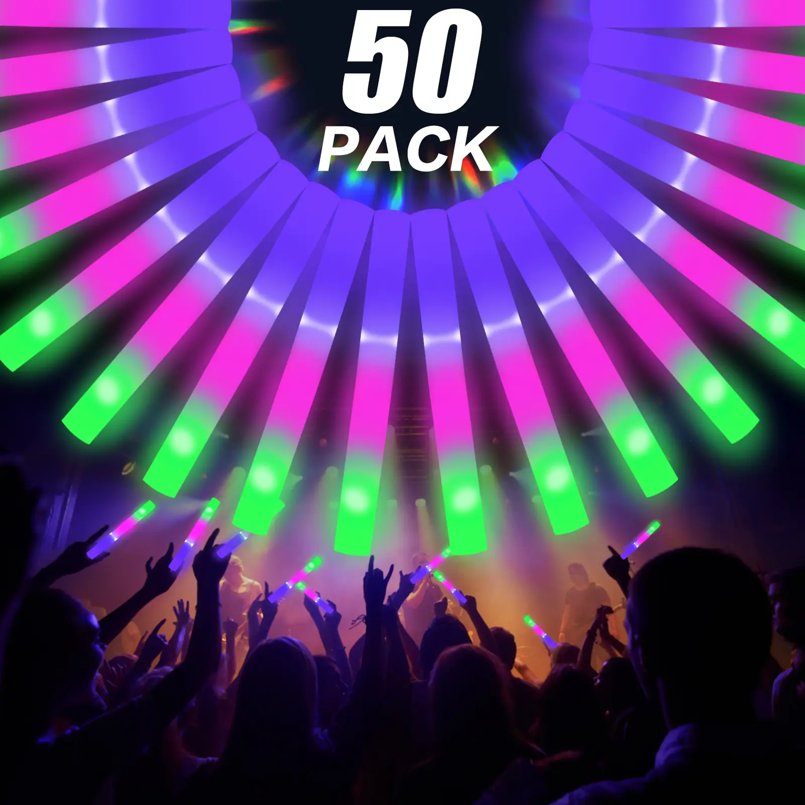 Glow Sticks - Sticks with 3 Dynamic Modes |   Battery Operated Party Supplies for Festivals, Raves, Weddings & Holidays |   Perfect Party Favors, Decor + Gifts for Festive Celebrations