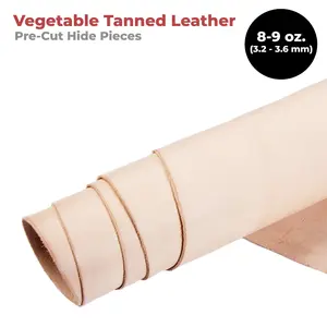 8-9 Oz. (3.2-3.6mm) Thickness Veg Tan Leather | Pre-Cut Sizes 6" to 48" | Tooling Leather Cowhide - Full Grain Leather