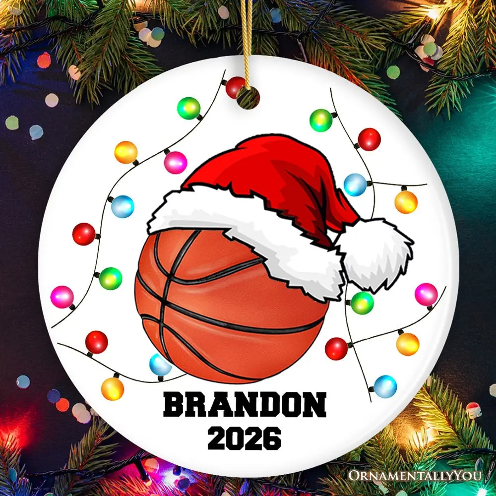 Basketball Ornament Customized with Player and Team, Custom Keepsake Coaches Gift