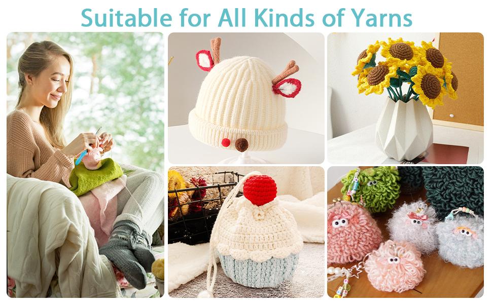 Votris Light Up Crochet Hook Set 11 in 1 Ergonomic Soft Grip Rechargeable Interchangeable Heads Adjustable Handmade Kit for Beginners Arthritis Friendly with LED Lighting & Portable Case