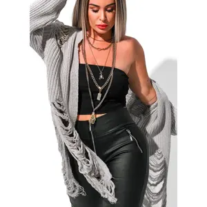 SHREDDED SIDE SLIT CARDIGAN