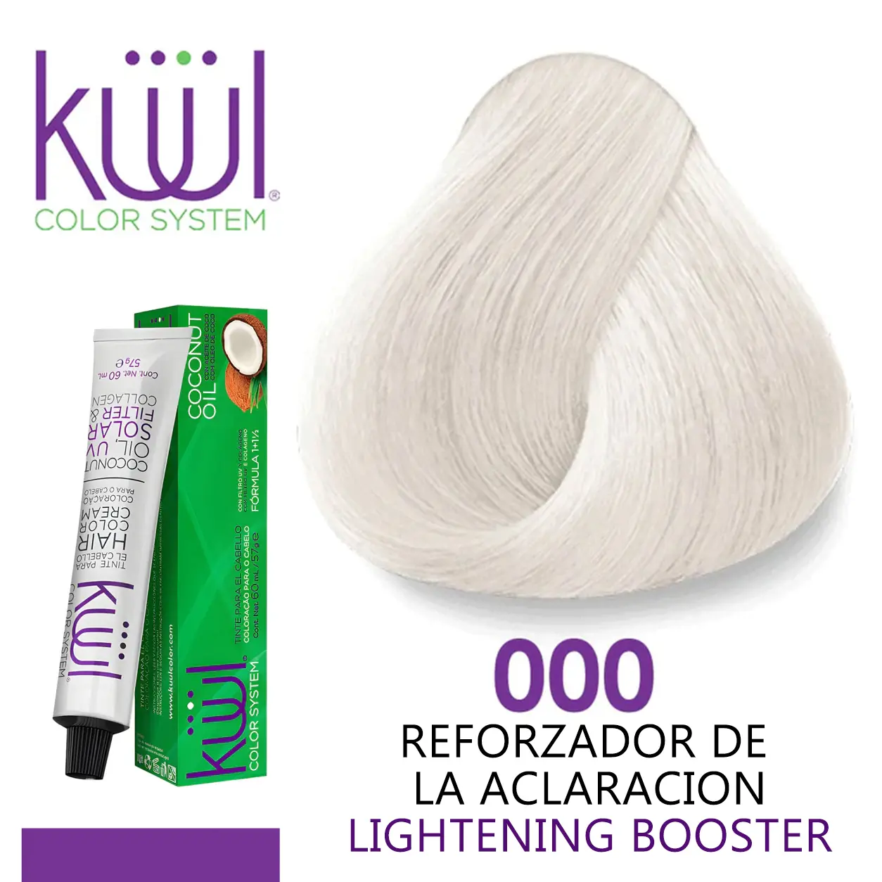 Kuul Color System [ 000 ] Reforzador De La Aclaracion | Lightening Booster [ Tinte Para El Cabello | Permanent Hair Dye | 3.04 fl oz / 90 ml