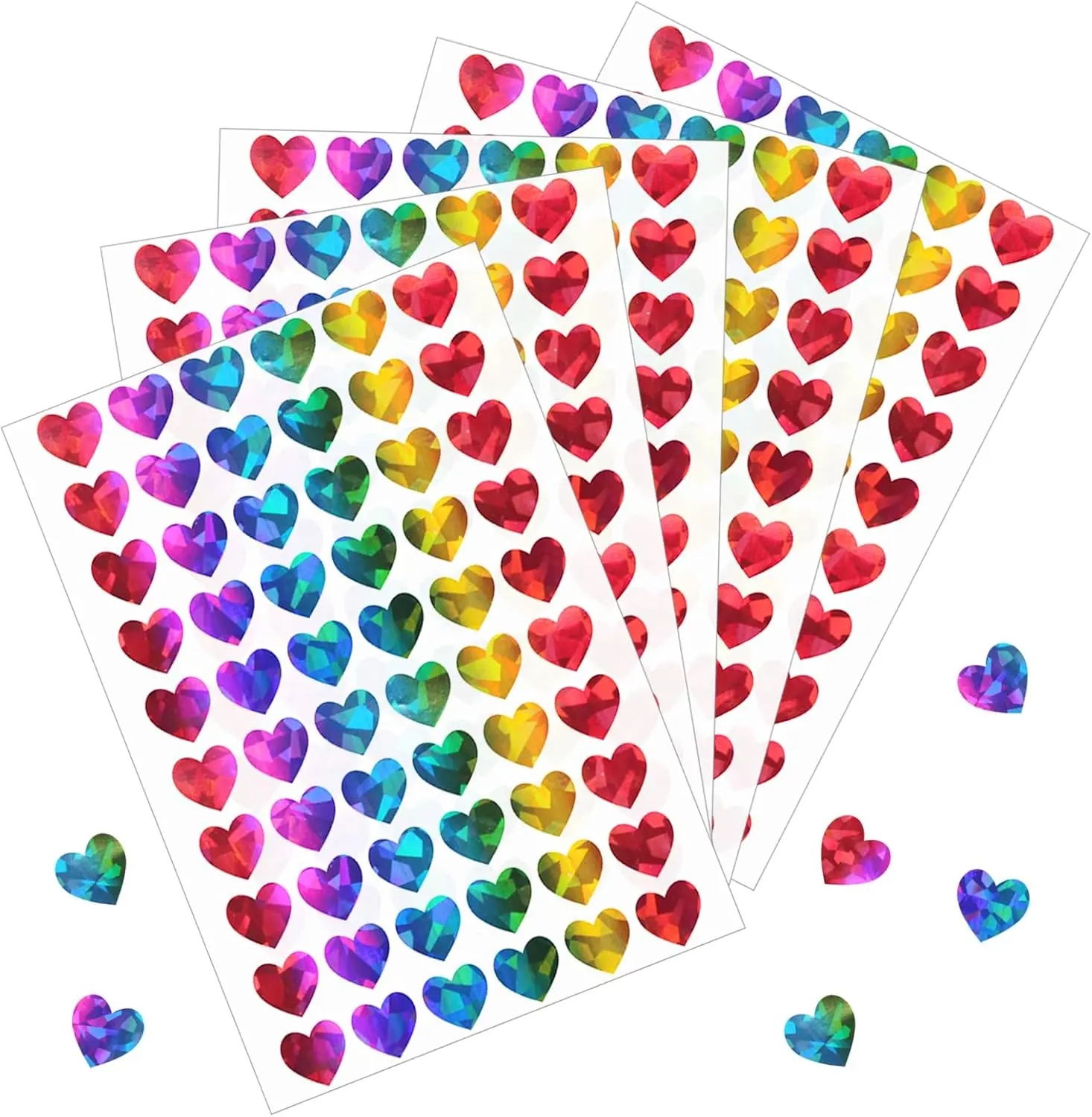 1800pcs 0.5inch Holographic Heart Stickers,Glitter Tiny Hearts Sticker for  Kids,Use for Valentines Day Love Decorations, Award Charts, Scrapbooking  Crafts,Student Planner (Rainbow) - TikTok Shop