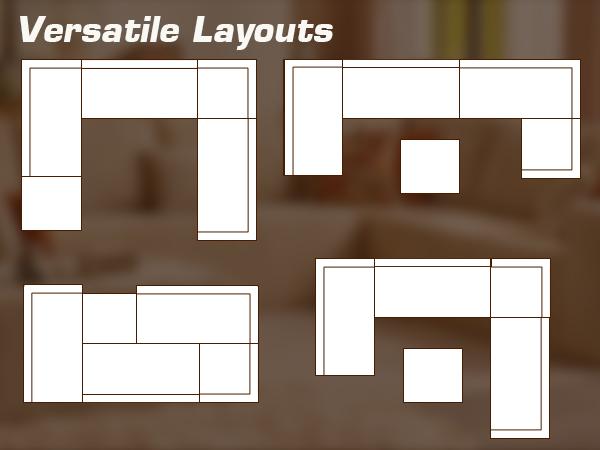 【4 Packages Shipping】Ovios Sectional Cloud Couch for Living Room, Modular Floor Sofa with Plush Corduroy, No Assembly Required, Big Comfy Couches Set with Fluffy Memory Foam, Stupendous U Shaped Sofas with Chaise Furniture Lounge