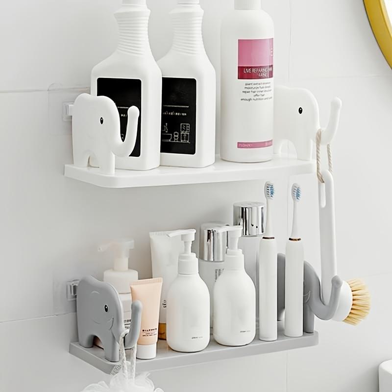 Multifunctional Elephant Shaped Storage Shelf, Cute and Convenient Elephant Storage Solution - Mini White Shelf for Kitchen, Study, Bathroom, Bedroom (Elegant White,1PC)