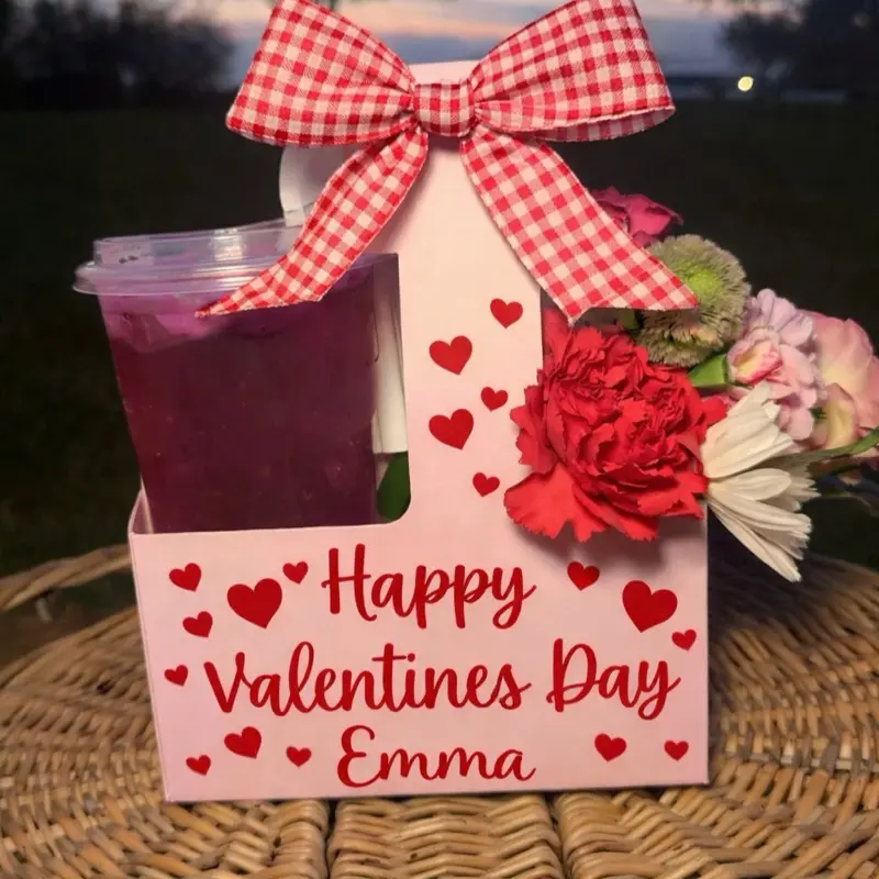 Personalized Valentine’s Day Drink Holder | Custom Name Valentine Gift