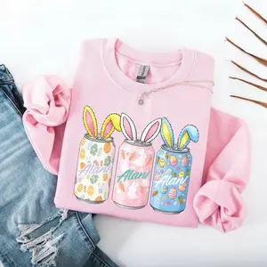 Bunny Easter Alanii Sweatshirt, Retro Soda Can T-Shirt, Cute Easter Day Sweater, Cartoon Design Pullover, Funny Easter Crewneck Gift
