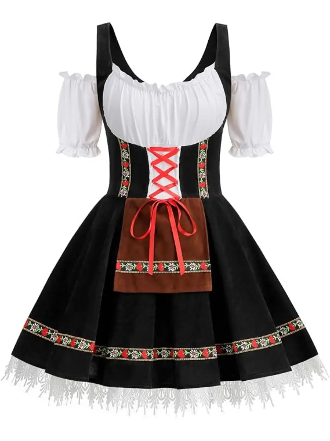 Women's German Dirndl Dress Oktoberfest Costume Velvet Bavarian Beer Festival Outfit Traditional Alpine Dress