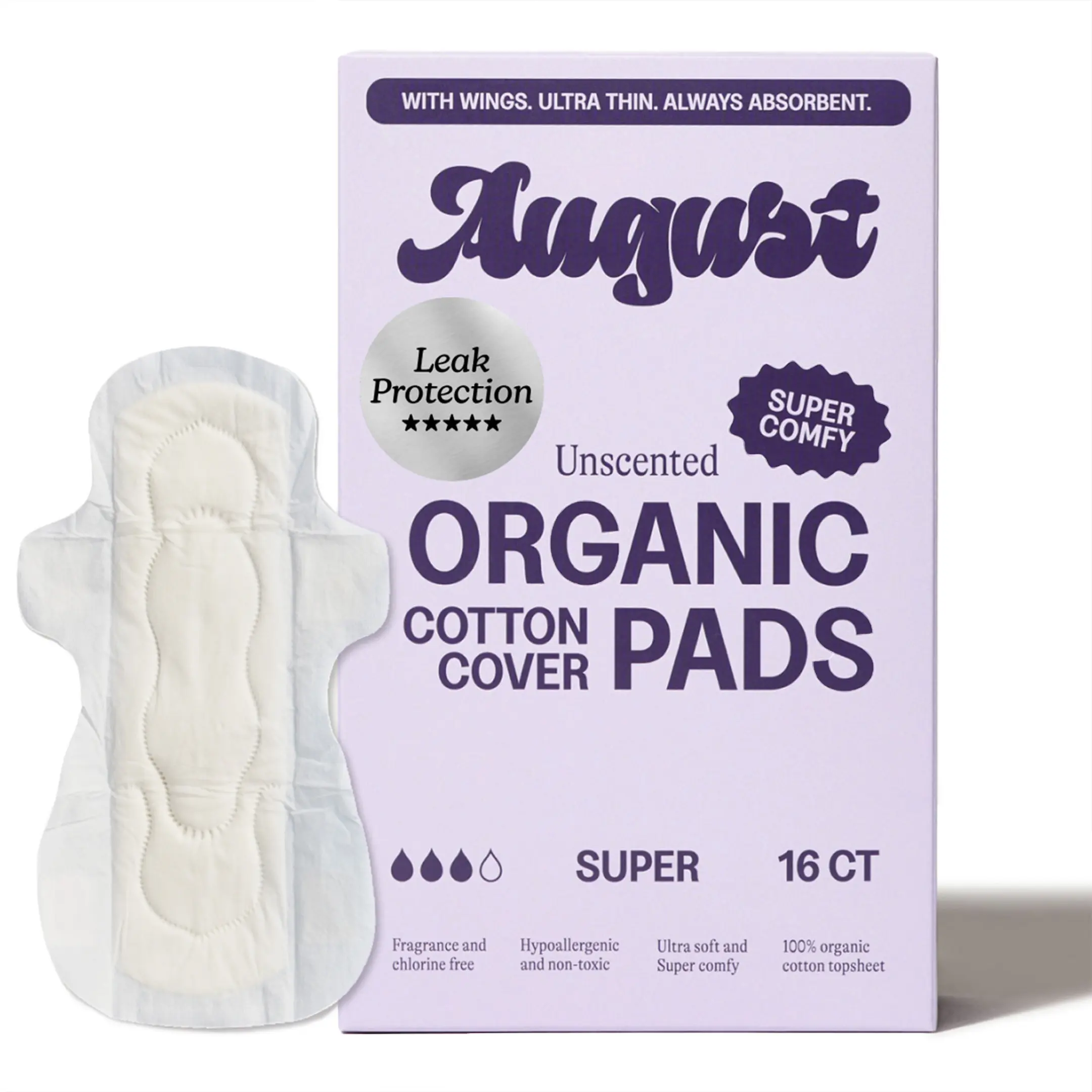 August Super Pads – All-Flow Protection | Zero-Feel. Organic Cotton August Super Pads – All-Flow Protection | Zero-Feel. Organic Cotton