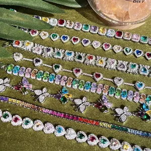 Loveden Rainbow Colorful Bracelet For Women Daily Hamsa Clover Heart Butterfly Design Hypoallergenic Charm Jewelry Birthday Mother's Day Gift