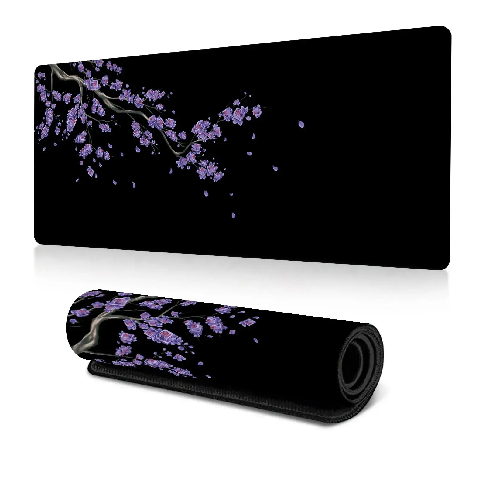 Floral Theme Extended Large Gaming Mousepad - 1 Count, Stitched Edges, Non-Slip Rubber Base, Desk Cable Organizer, Office & Home Supplies Accessory for Gaming Setups, Office Accessories