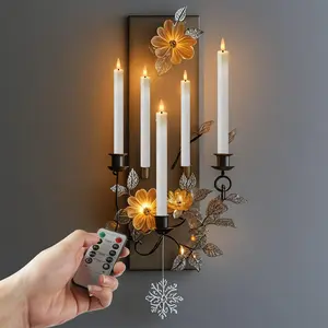Flameless White Taper Candles Flickering with 10-Key Remote, Battery Operated Led Warm 3D Wick Light Window Candles Real Wax Pack of 6, Christmas Home Wedding Decor
