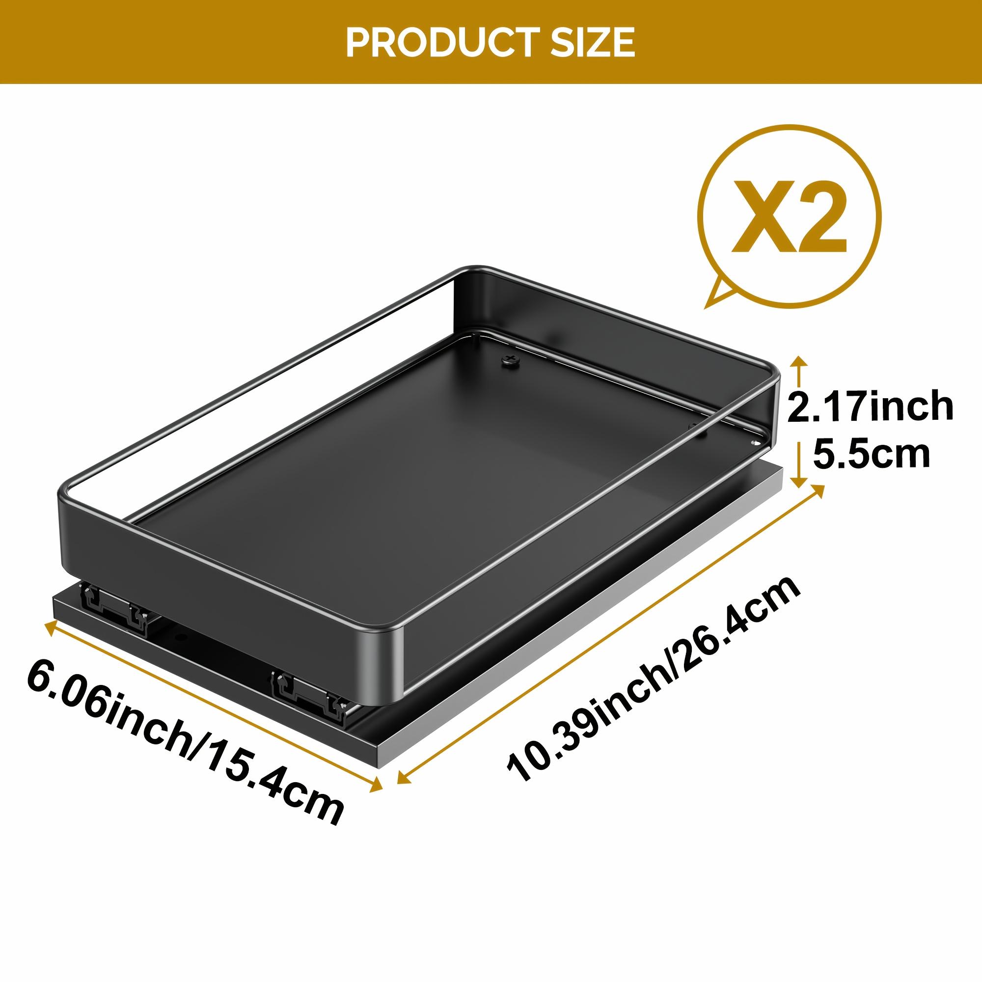 2pcs Cabinet Pull Out Spice Rack, Rust Proof Under Cabinet Spice Bottle Stainless Steel Organizer, Adjustable L Shaped Spice Rack Storage Counter, Double Rail Spice Organizer, Sliding Design, Kitchen Accessories, Space Saving DesignDesign