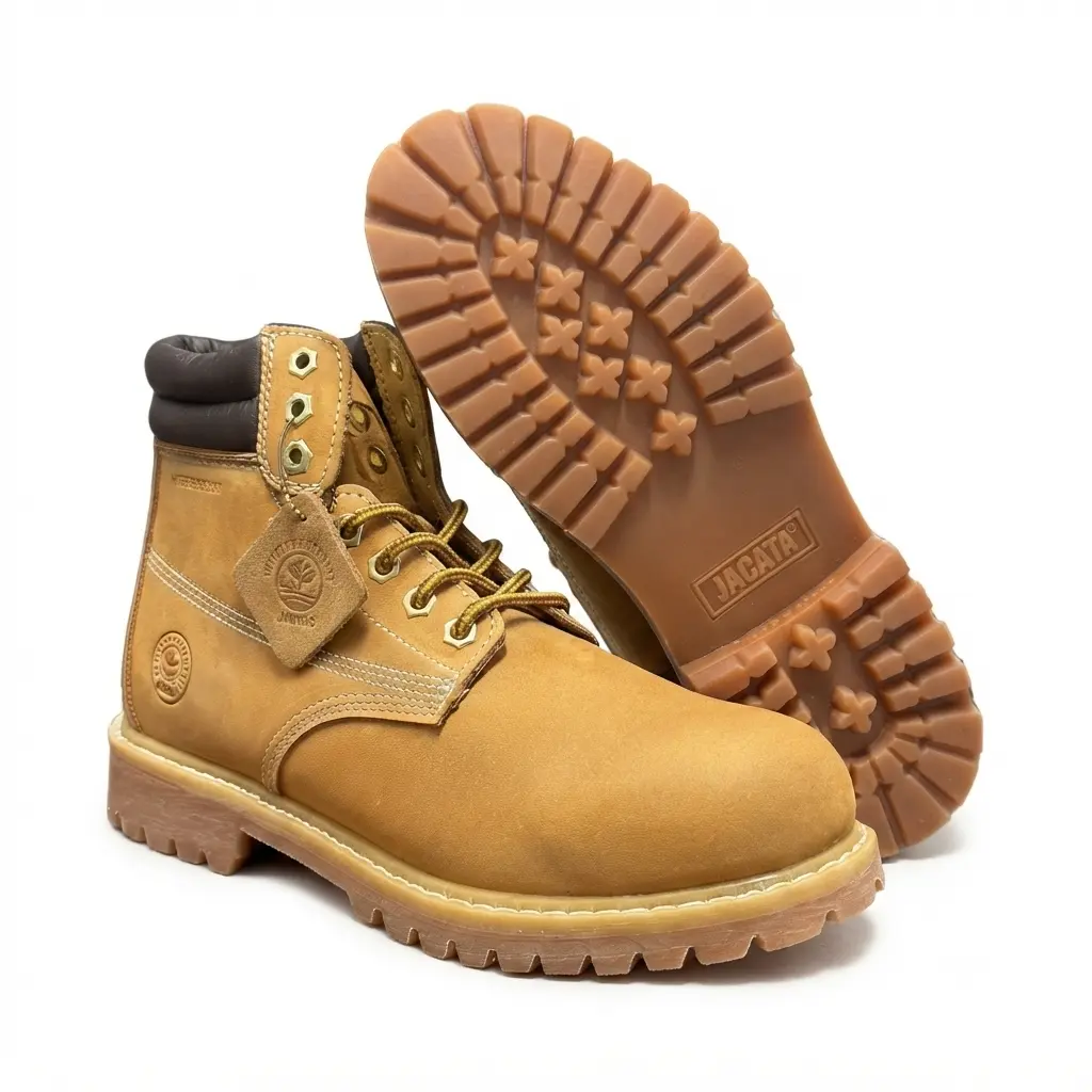 Jacata Men's 8601 All-Season Construction Boots - Water Resistant, Lace-Up with Laces, Round Toe, Non-Slip Rubber Sole, Men's Shoes, Non Slip Shoes For Work, Work & Safety Footwear, Cuban, All Weather Grip, Protective Work Shoes, Construction Work