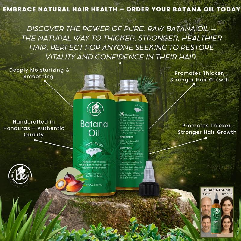 Bexpertsusa Batana Oil 100% Pure & Natural 4 fl oz Promotes Hair Growth Thickens Strengthens Moisturizing Smoothing Anti Hair Loss for Men Women Unisex Haircare