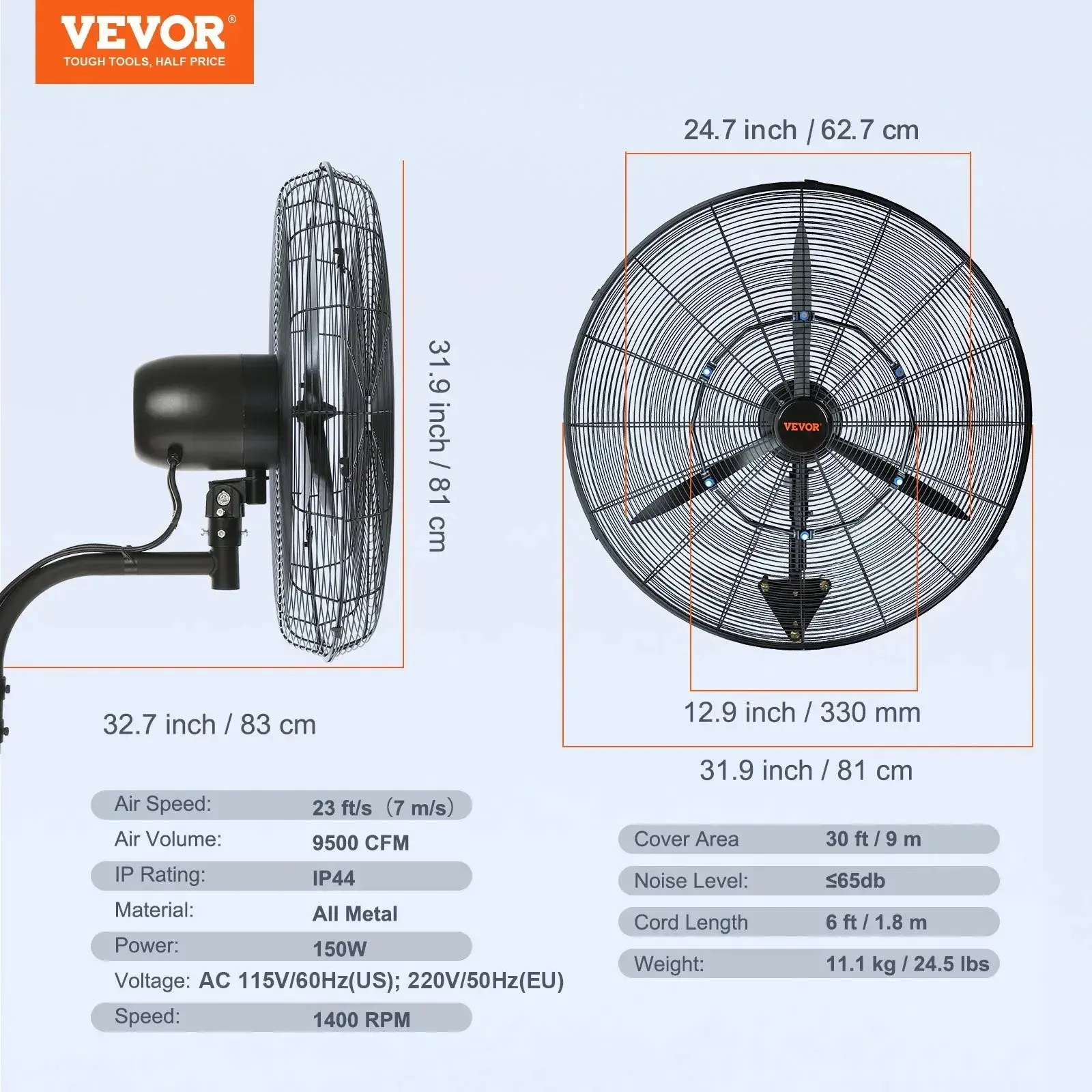 30 Inch--3 Speed 9500 CFM Waterproof