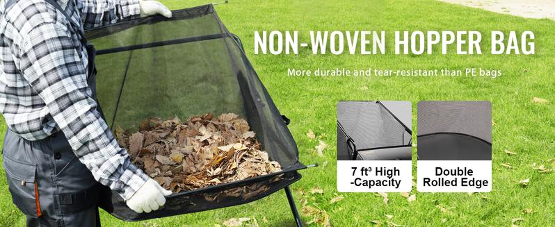 VEVOR Push Lawn Sweeper, TikTokShopBlackFriday, 26 Inch Leaf & Grass Collector, Strong Rubber Wheels & Heavy Duty Thickened Steel Durable to Use with Large Capacity 7 ft³ Mesh Collection Bag, 4 Spinning Brushes