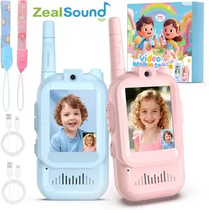 ZealSound Video Walkie Talkies for Kids, 2 Pack Facetime Walkie Talkies with HD Camera & Voice Changer for Boys Girls for Family Games, Indoor, Outside, Hiking Christmas Birthday Toys Gift Ages 3-12 (Blue+Pink)