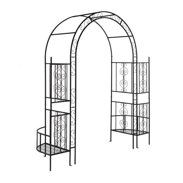 Arc Roof Double Layer Arch Trellis for Garden Vine Support, Sturdy Rustproof Iron Frame, Easy Ground Stake Installation, 78x23x83.9 Inch