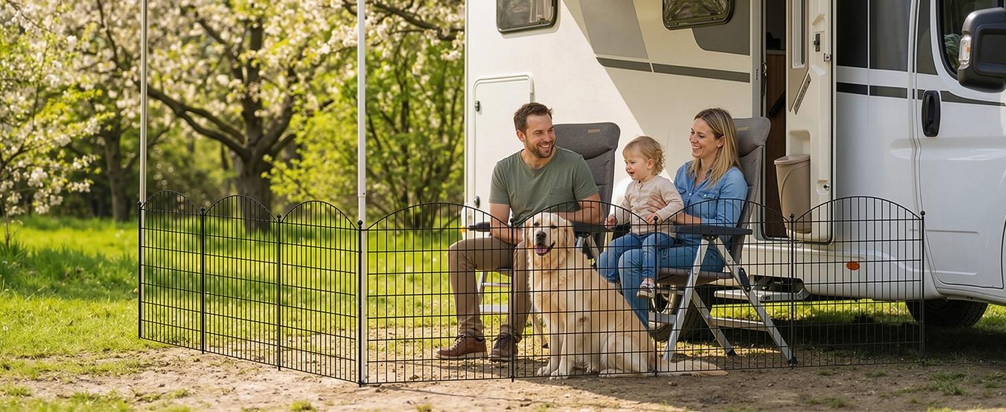 Lilypelle 7/13 Panels No Dig Fence with Gate, 40" H Garden Decorative Fence Animal Barrier for Dogs, Rustproof Metal Garden Edging Border for Outdoor, Yard, Patio