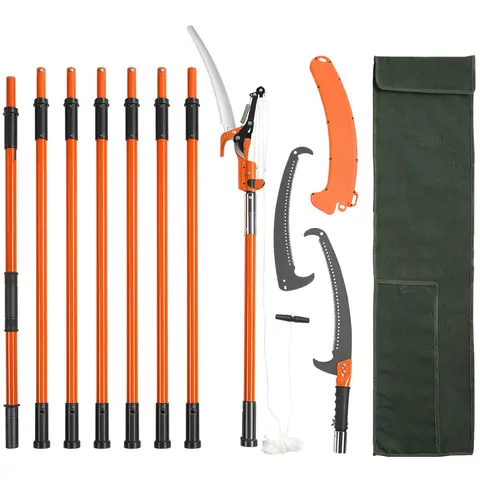 【FathersDayGift】VEVOR Manual Pole Saw, 7.3-27 ft Extendable Tree Pruner, Sharp Steel Blade High Branches Trimming, Manual Branch Trimmer with Lightweight 8 Fiberglass Handles, for Pruning Palms and Shrubs VEVOR Super Brand Day