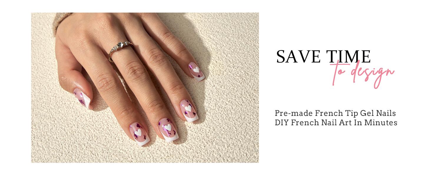 BTArtboxnails XCOATTIPS Press on Nails - 150pcs White french Pink Short Square or Almond or Coffin French Tips, Pink Soft Gel False Nail, Soak Off Acrylic Fake Nails Extensions