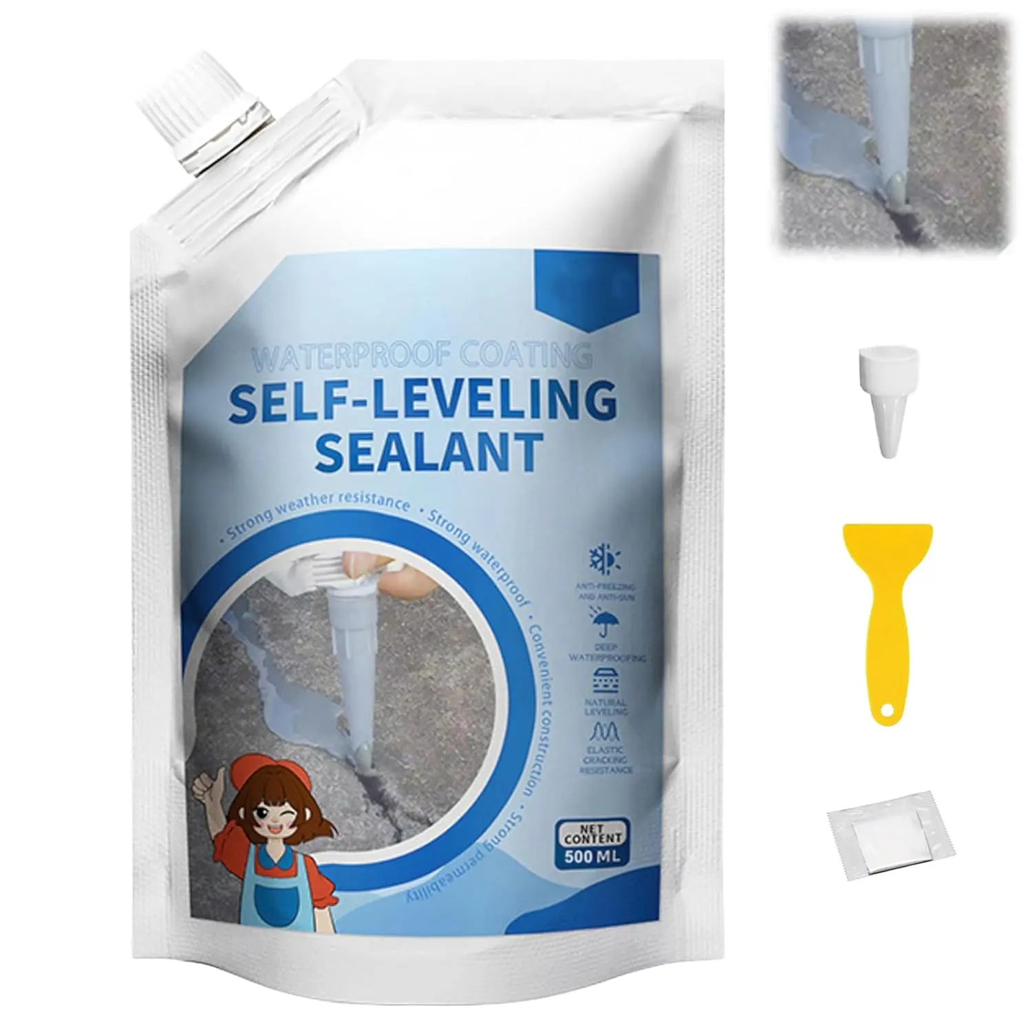 2025 Concrete Crack Filler & Cement Repair Adhesive, 500g Quick-Dry Self-Leveling Construction Adhesive, Durable Waterproof Sealant for Roofs, Walls & Various Surfaces, Long Lasting Concrete Repair Material
