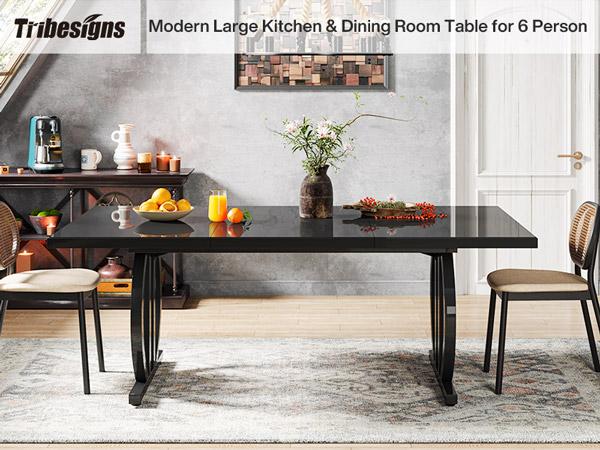 Tribesigns Kitchen Dining Table,Dining Room Table for 4-6 People,63 inch Long Rectangular Kitchen Dining Table,Modern Industrial Rectangular Kitchen Table Dinner Table for Living Room and Dining Room