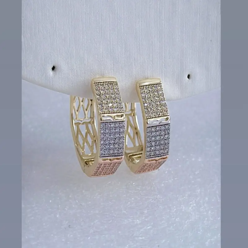 Elegant hoop earrings # 0344- 14k laminated gold