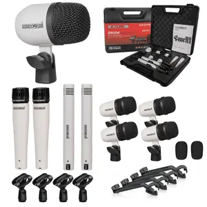 5 Core Drum Microphone Kit 9Pc All Metal Drummer Mics Tom/Snare & Cymbals Wired Instrument Drums Set