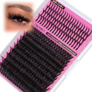Yawamica 100D Volume Lash Clusters 12-20mm with 15-21mm Spike Individual Lashes DIY Manga Lashes Clusters D Curly Wispy Eyelash Clusters Fairy Cluster Eyelash Extensions 280pcs (Black)