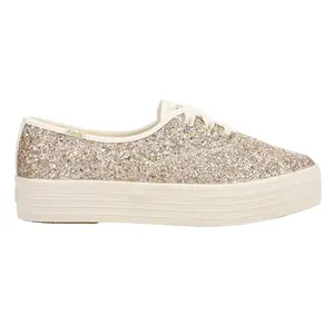 Keds Womens Point Glitter Celebrations Lace Up Sneakers Shoes Casual - Gold