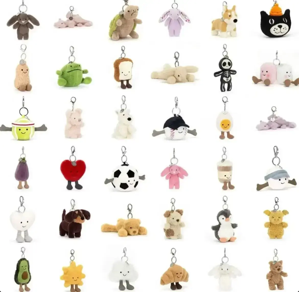 2026 Jellycat Plush Bag Charm Keychain, Cute Kawaii Animal Plush Pendant, Super Soft Stuffed Animal Backpack Accessory, Back to School Birthday Christmas Gift