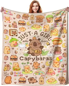 Capybara Blankets For Women Capybaras Gifts Stuff Cute Capybara Throw Plush Flannel Bedding Animal Pet Blanket Merch Christmas Birthday Mothers Day Gift Halloween Christmas Gift